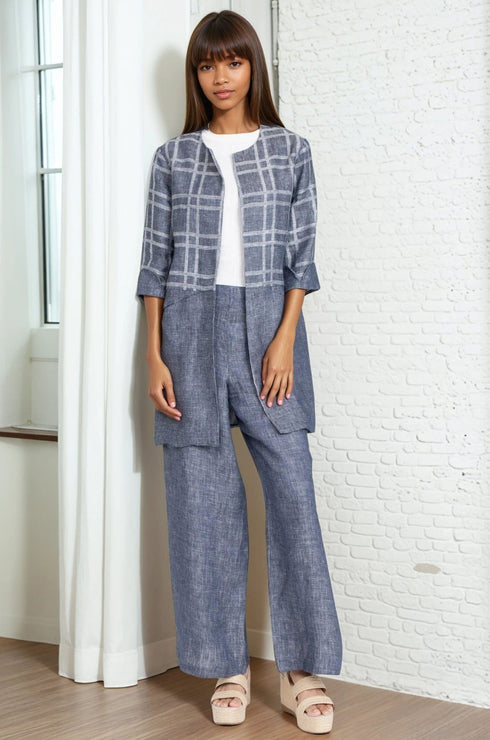 Carrie Car Coat – Plaid Linen